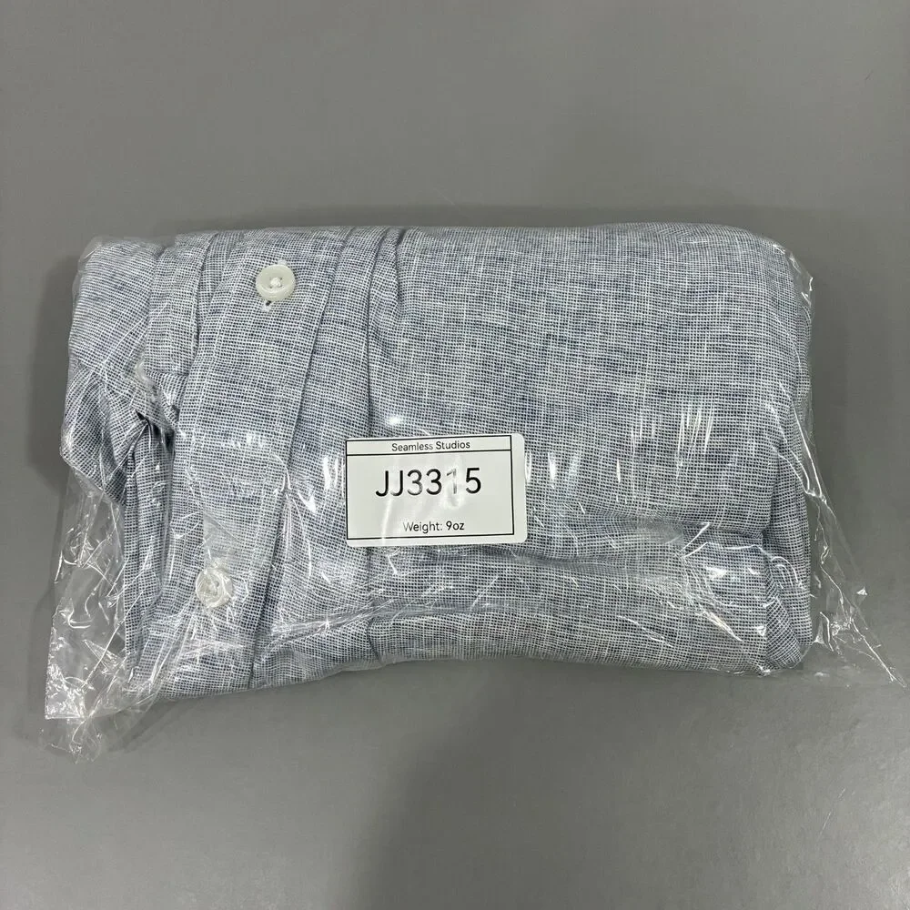 J. Crew Men's Medium Blue Slim Fit Cotton / Linen Long Sleeve Button-Front Shirt